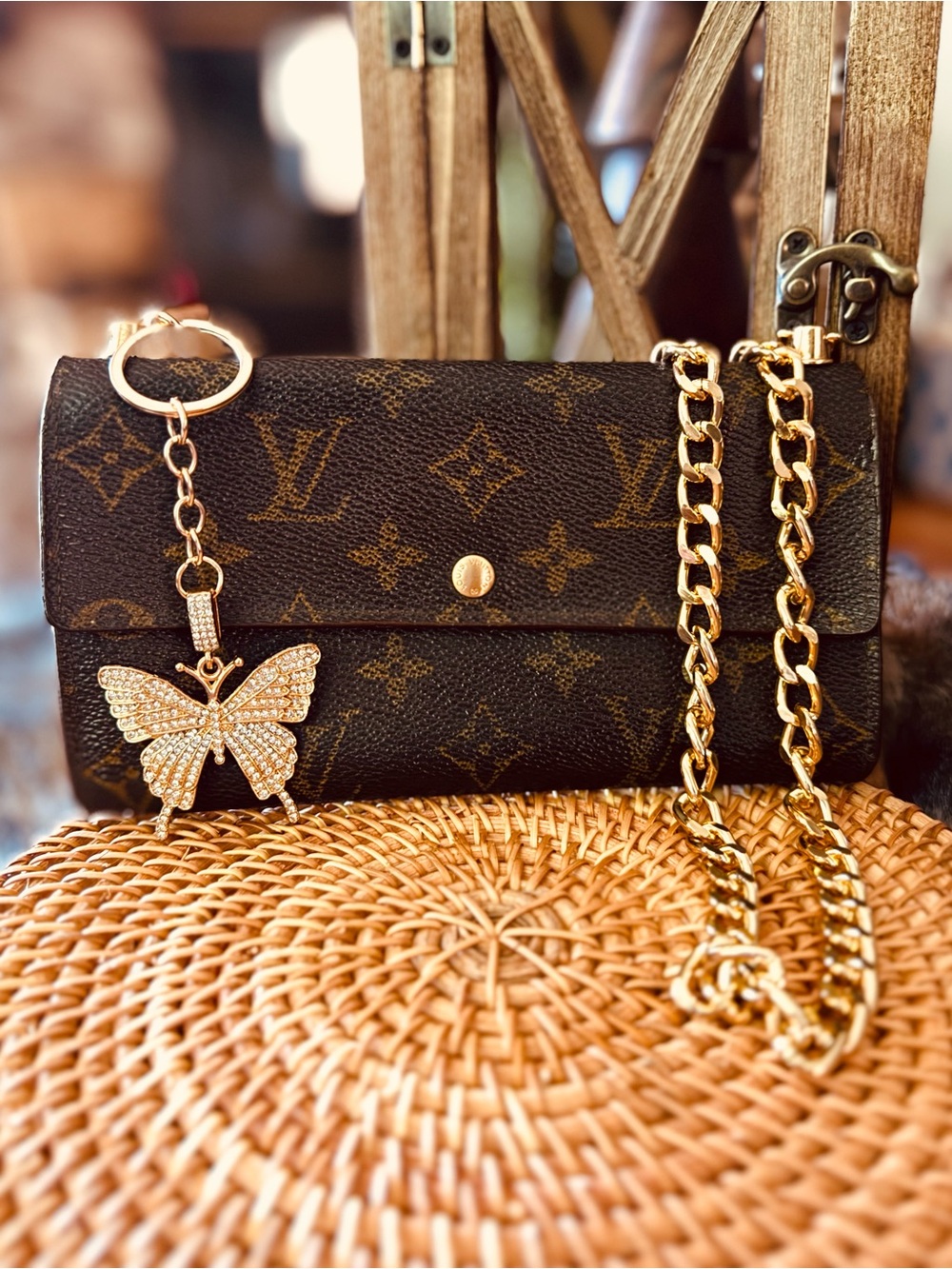 Louis Vuitton monogram sarah wallet, converted Crossbody vintage - Picture 3 of 17